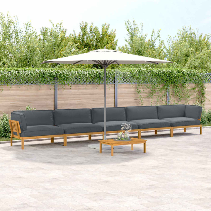 Sofa Sæt med pude Ensfarvet 6 pcs Antracit Massivt Akacietræ
