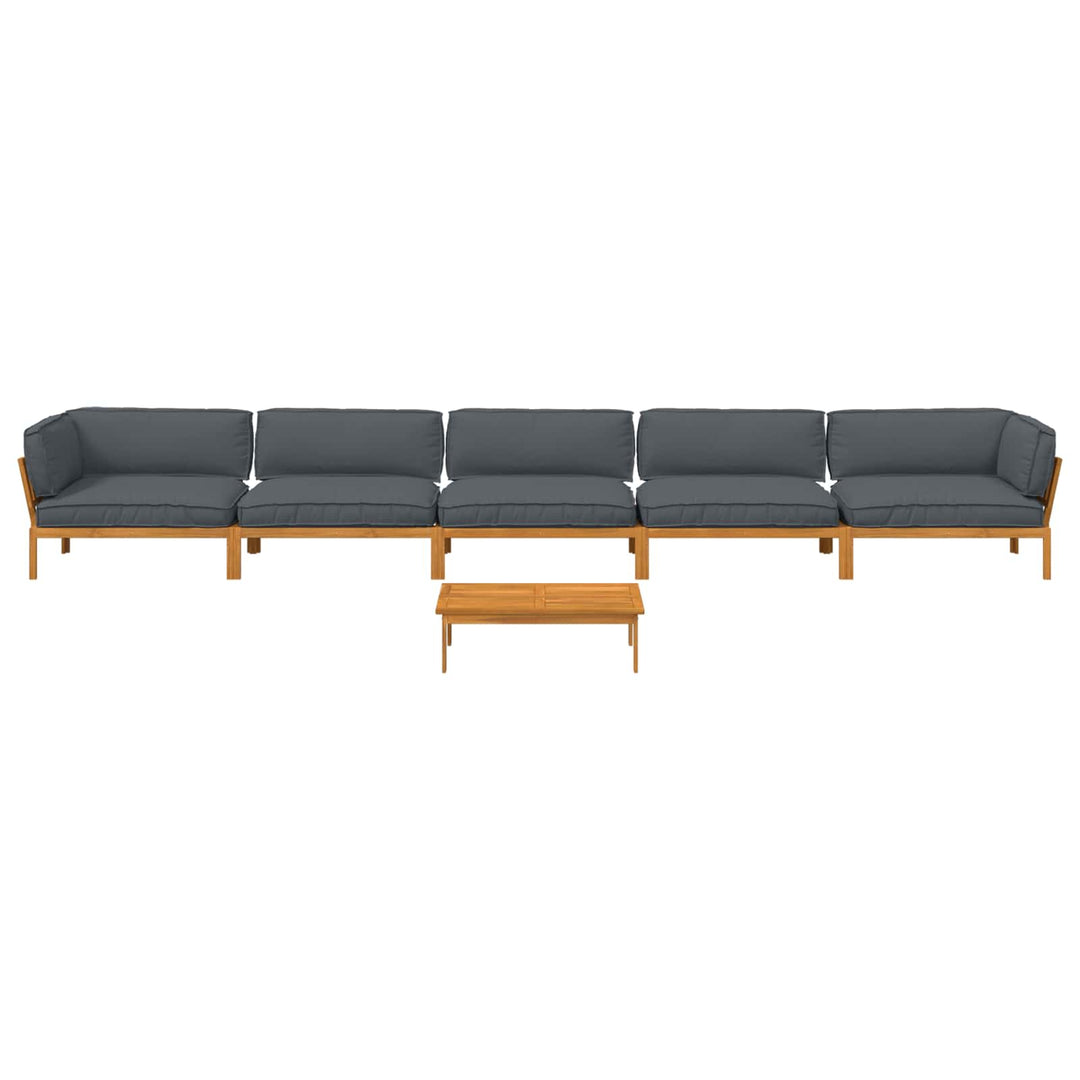 Sofa Sæt med pude Ensfarvet 6 pcs Antracit Massivt Akacietræ