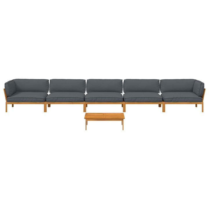 Sofa Sæt med pude Ensfarvet 6 pcs Antracit Massivt Akacietræ