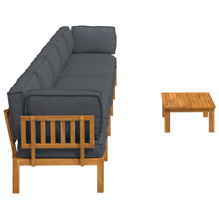 Sofa Sæt med pude Ensfarvet 6 pcs Antracit Massivt Akacietræ