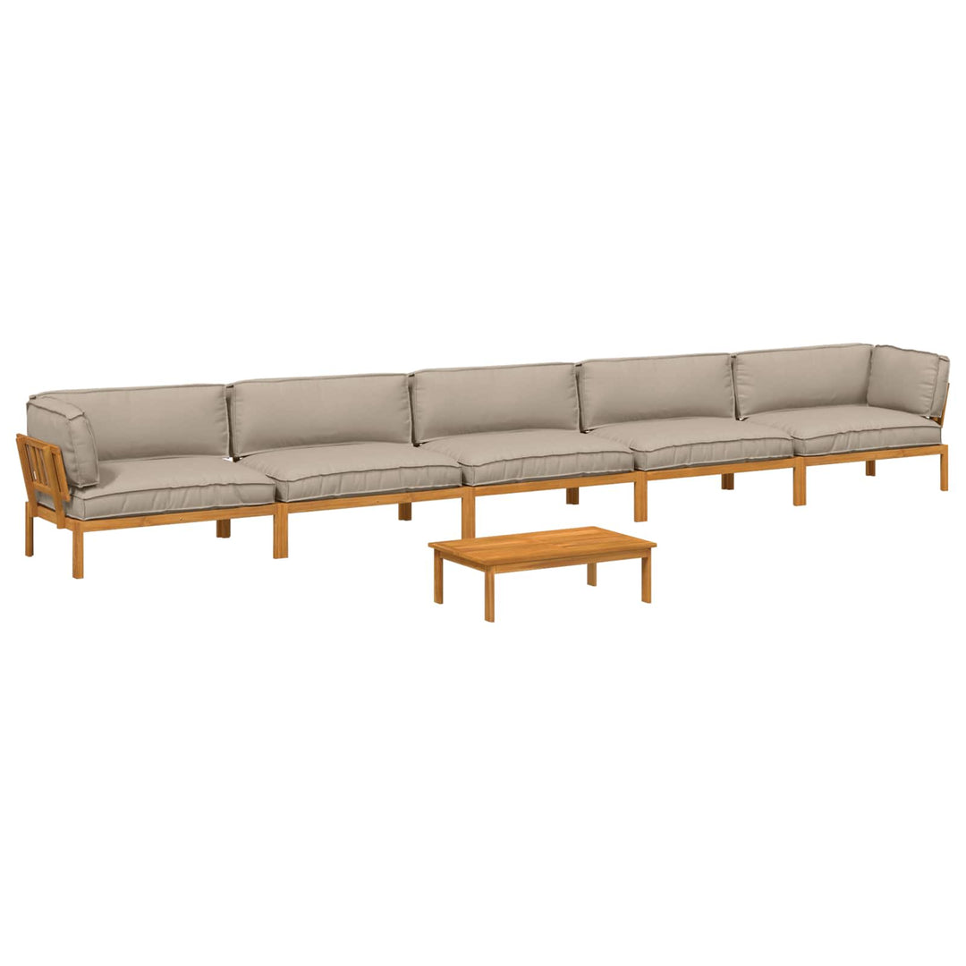 Sofa Sæt med pude Ensfarvet 6 pcs Gråbrun Massivt Akacietræ