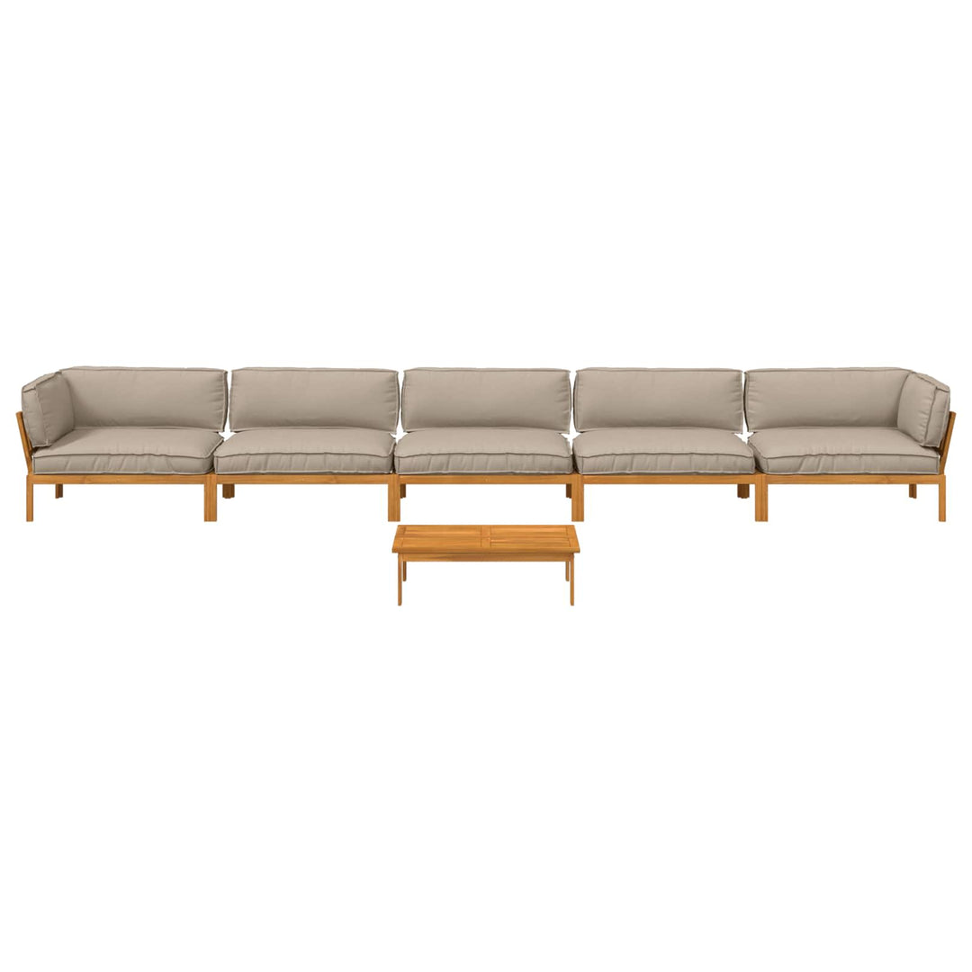 Sofa Sæt med pude Ensfarvet 6 pcs Gråbrun Massivt Akacietræ