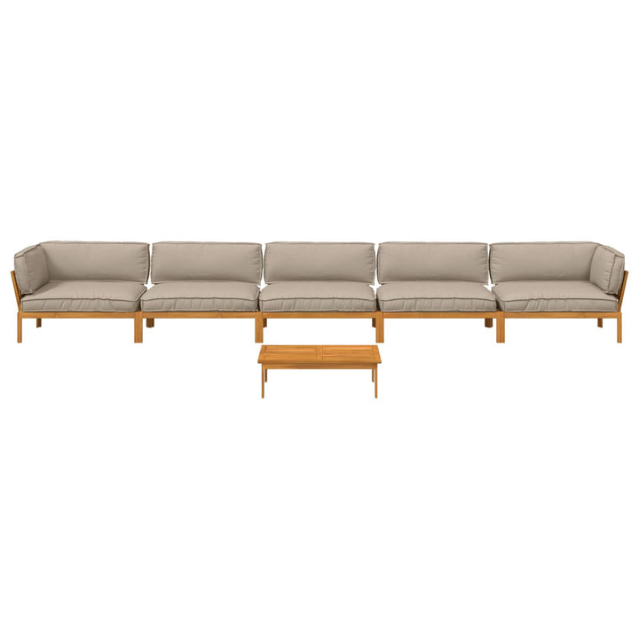 Sofa Sæt med pude Ensfarvet 6 pcs Gråbrun Massivt Akacietræ