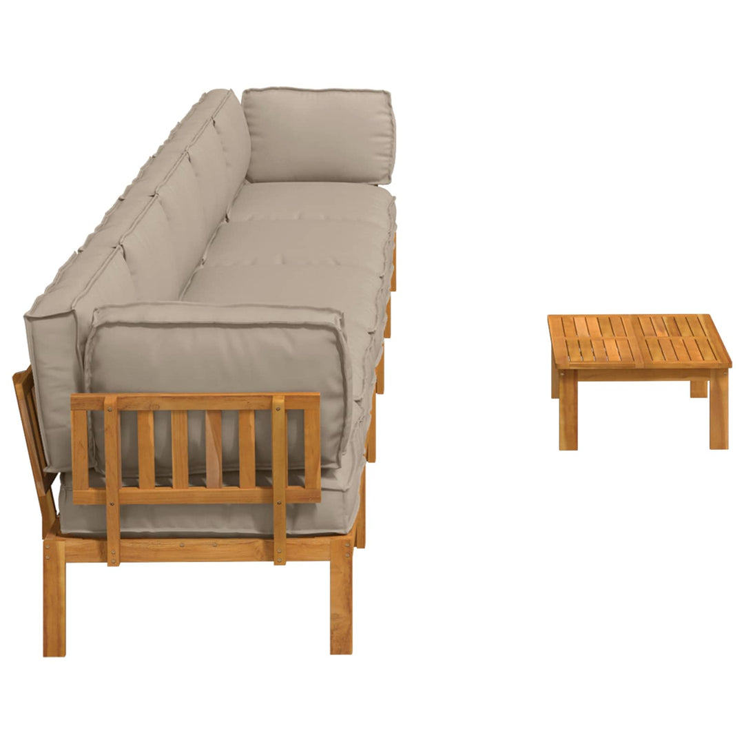 Sofa Sæt med pude Ensfarvet 6 pcs Gråbrun Massivt Akacietræ