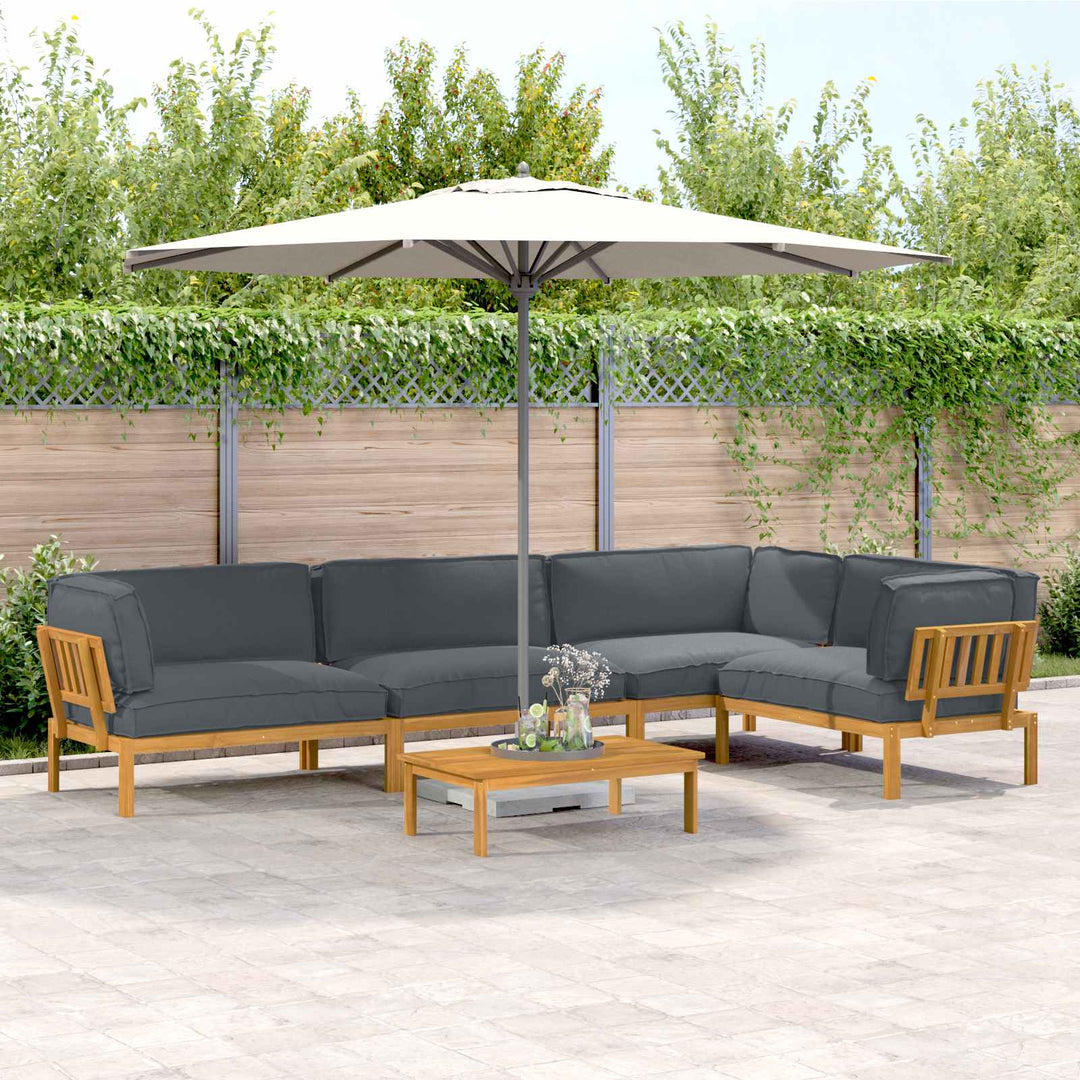Sofa Sæt med pude Ensfarvet 5 pcs Antracit Massivt Akacietræ