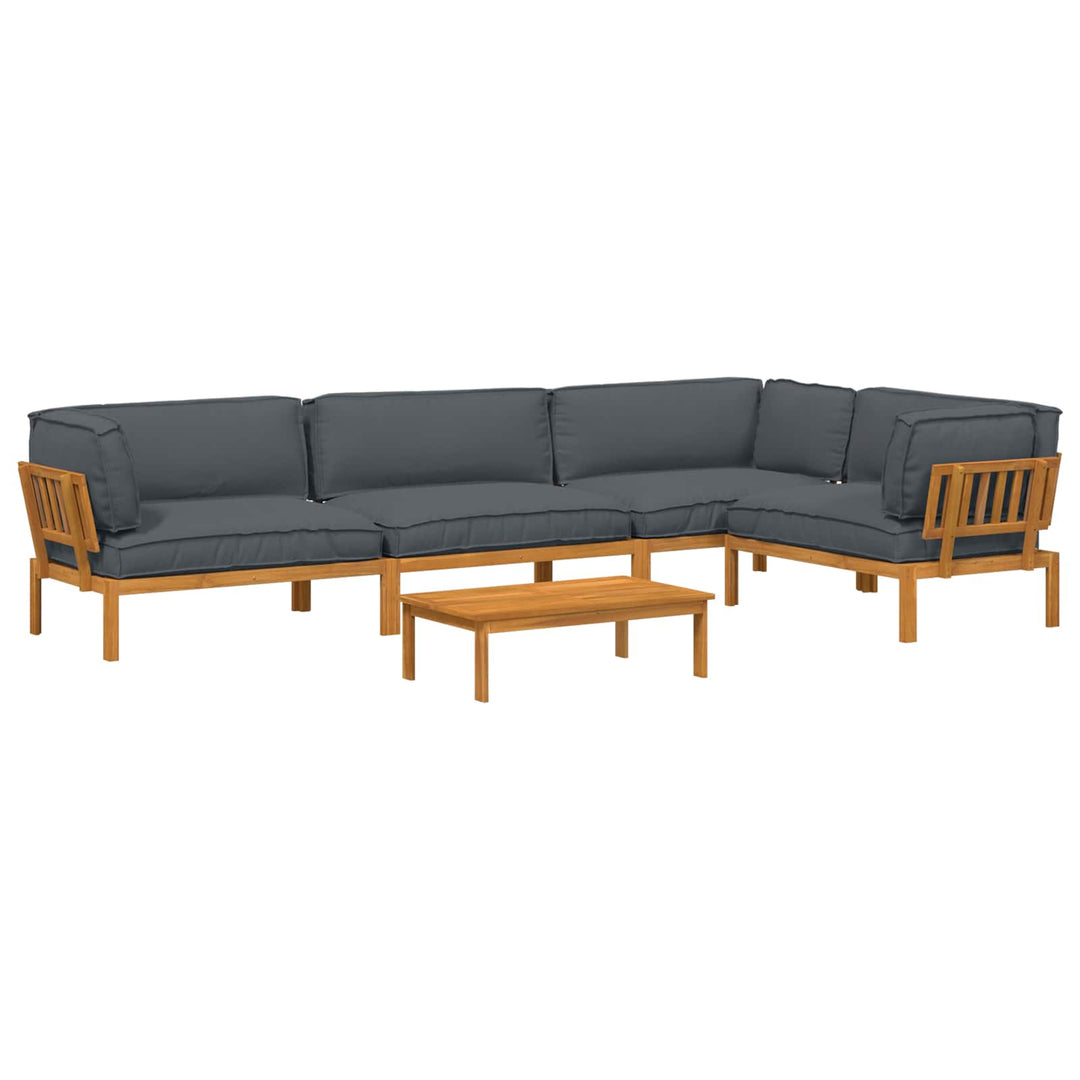 Sofa Sæt med pude Ensfarvet 5 pcs Antracit Massivt Akacietræ