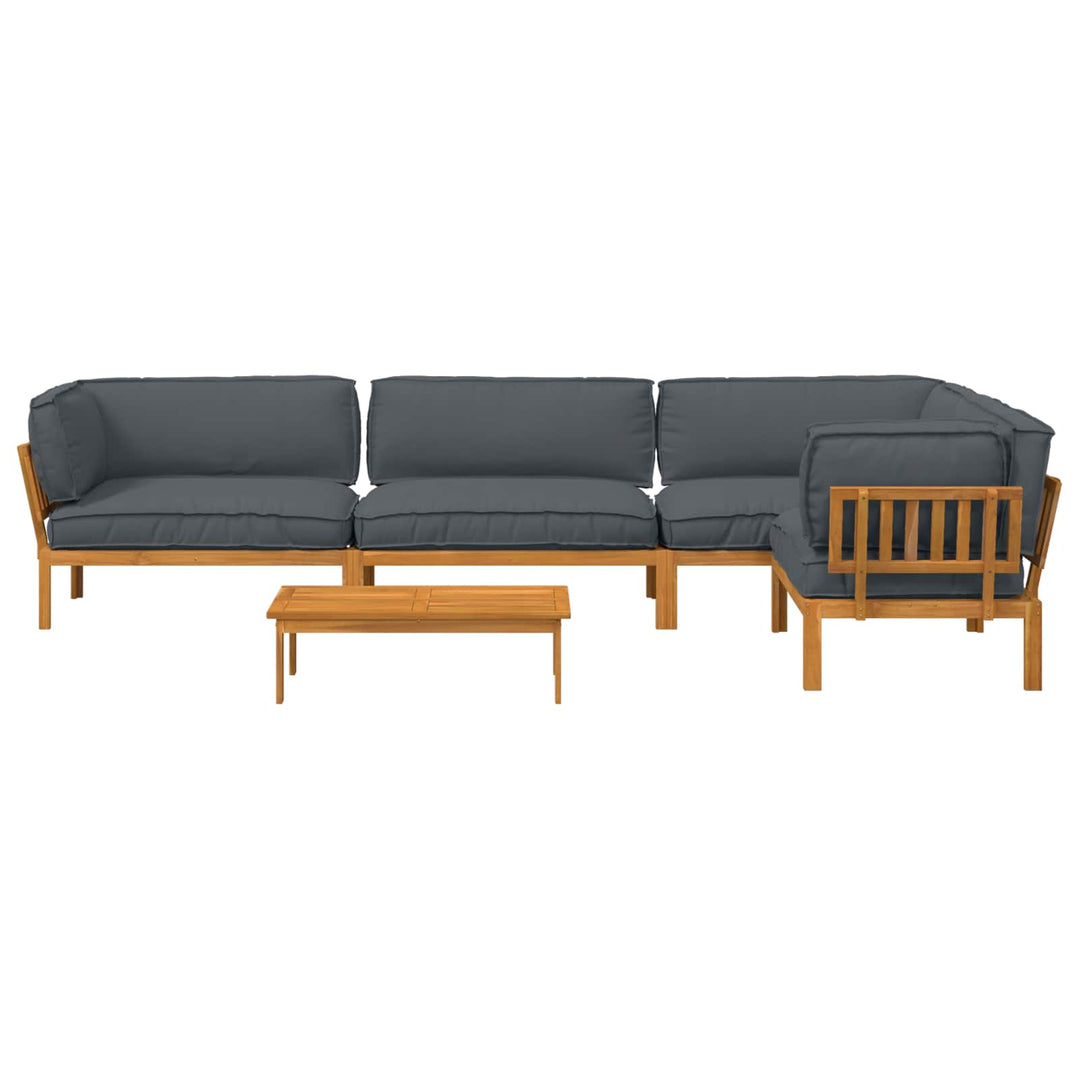 Sofa Sæt med pude Ensfarvet 5 pcs Antracit Massivt Akacietræ