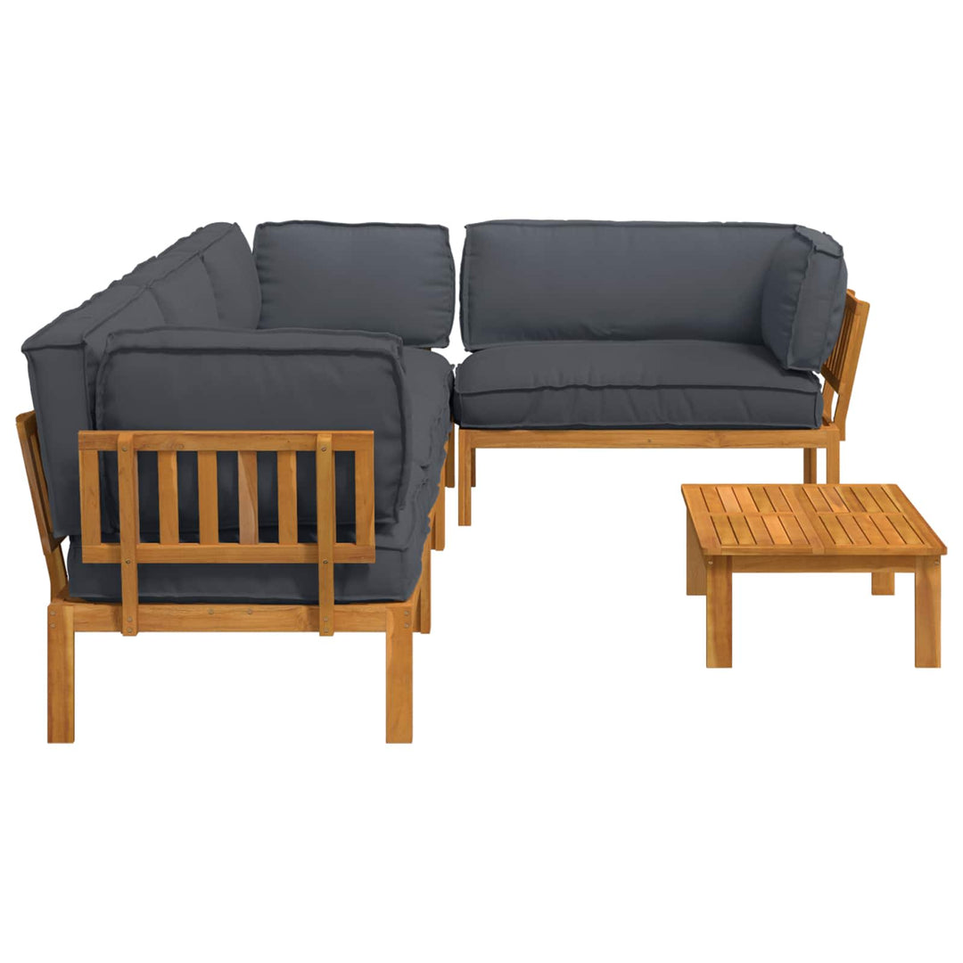 Sofa Sæt med pude Ensfarvet 5 pcs Antracit Massivt Akacietræ