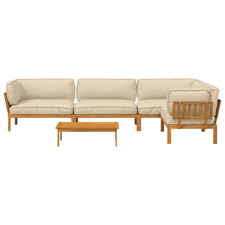 Sofa Sæt med pude Ensfarvet 5 pcs Beige Massivt Akacietræ