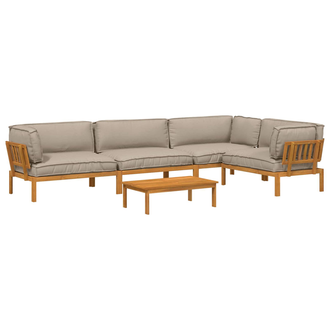 Sofa Sæt med pude Ensfarvet 5 pcs Gråbrun Massivt Akacietræ