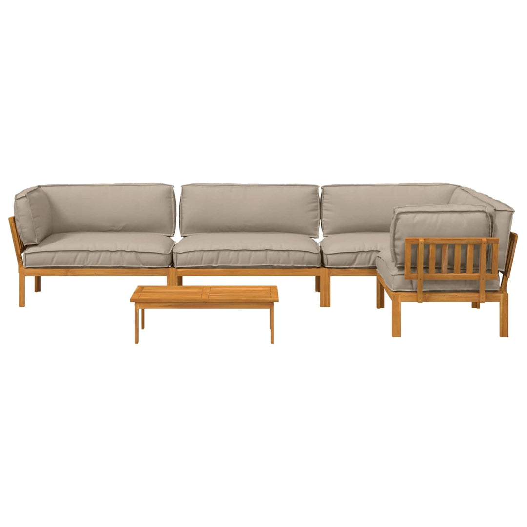 Sofa Sæt med pude Ensfarvet 5 pcs Gråbrun Massivt Akacietræ