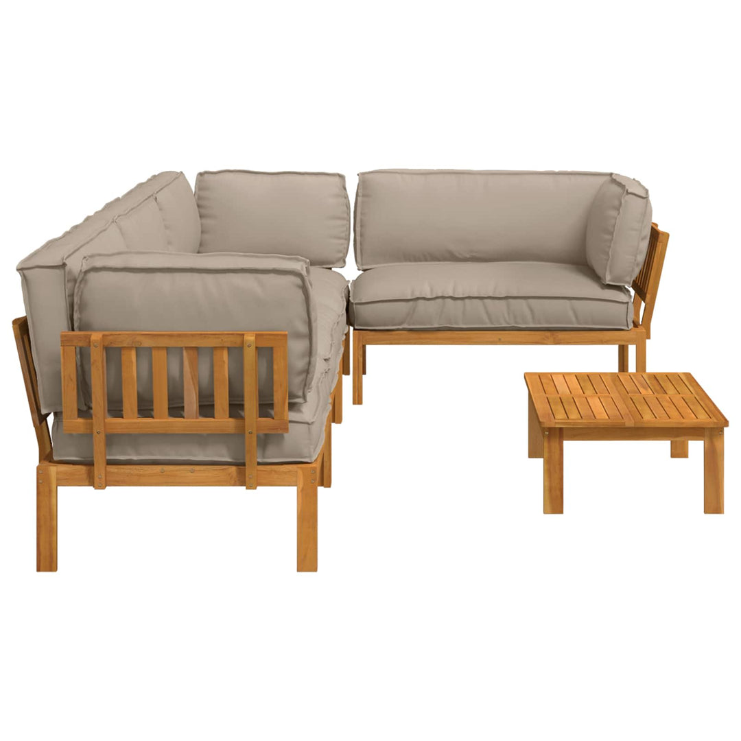 Sofa Sæt med pude Ensfarvet 5 pcs Gråbrun Massivt Akacietræ