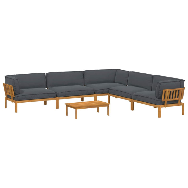 Sofa Sæt med pude Ensfarvet 6 pcs Antracit Massivt Akacietræ