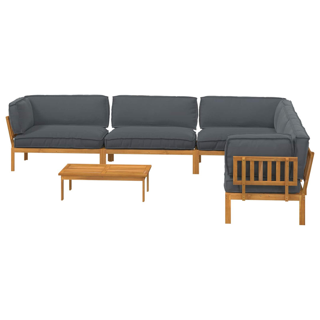 Sofa Sæt med pude Ensfarvet 6 pcs Antracit Massivt Akacietræ