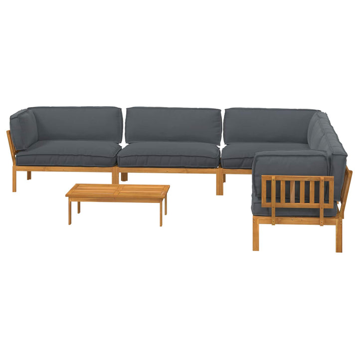 Sofa Sæt med pude Ensfarvet 6 pcs Antracit Massivt Akacietræ