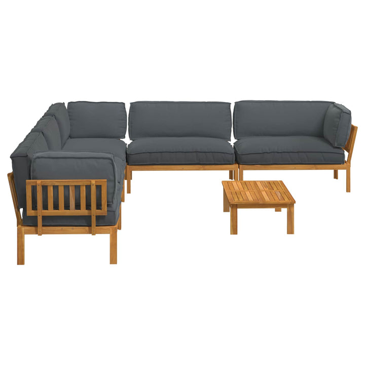 Sofa Sæt med pude Ensfarvet 6 pcs Antracit Massivt Akacietræ