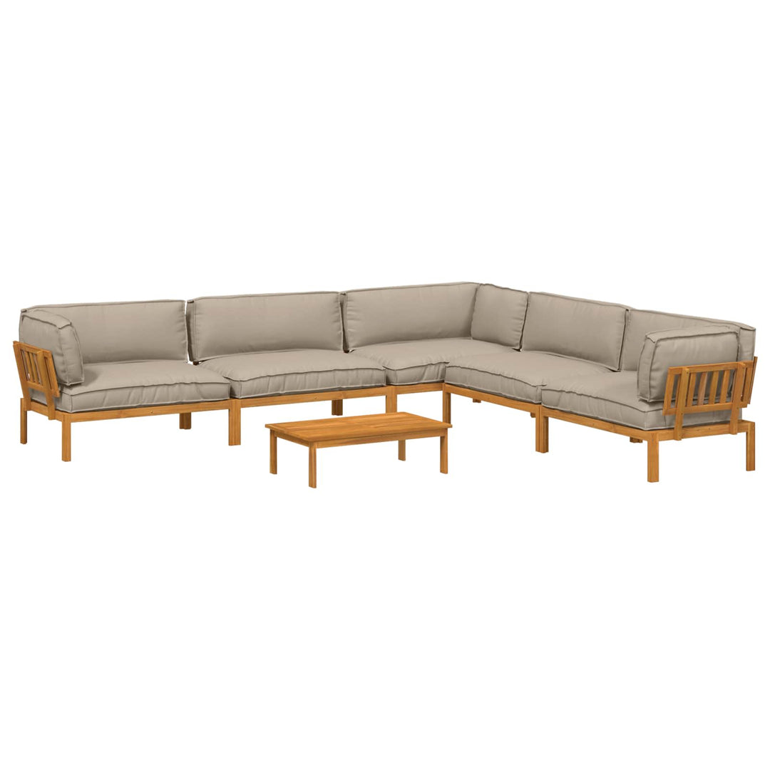 Sofa Sæt med pude Ensfarvet 6 pcs Gråbrun Massivt Akacietræ