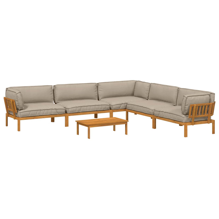 Sofa Sæt med pude Ensfarvet 6 pcs Gråbrun Massivt Akacietræ