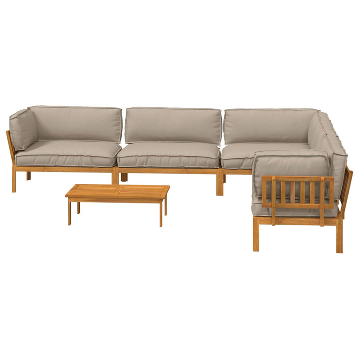 Sofa Sæt med pude Ensfarvet 6 pcs Gråbrun Massivt Akacietræ
