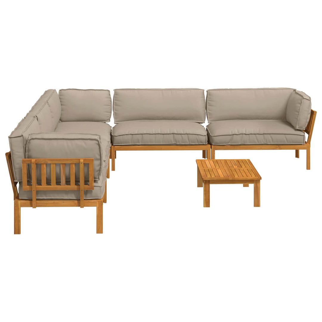 Sofa Sæt med pude Ensfarvet 6 pcs Gråbrun Massivt Akacietræ