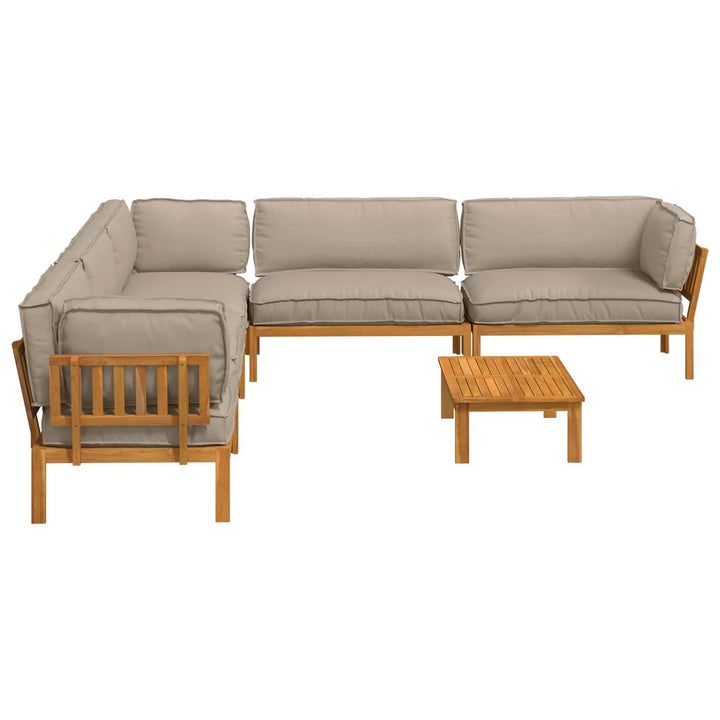 Sofa Sæt med pude Ensfarvet 6 pcs Gråbrun Massivt Akacietræ