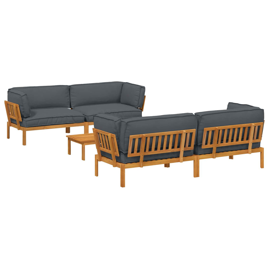 Sofa Sæt med pude Ensfarvet 5 pcs Antracit Massivt Akacietræ
