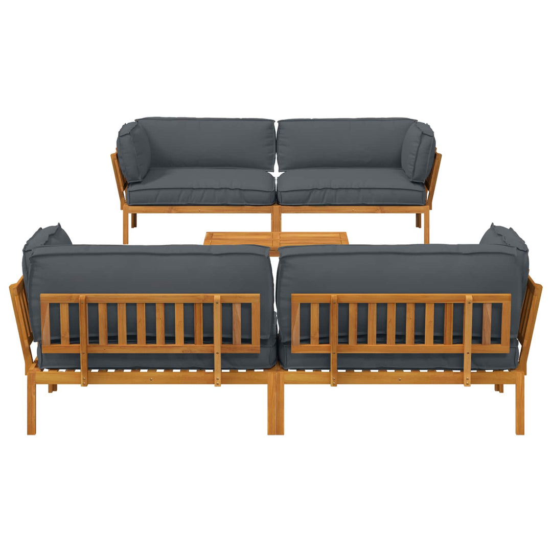 Sofa Sæt med pude Ensfarvet 5 pcs Antracit Massivt Akacietræ