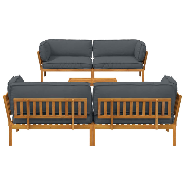 Sofa Sæt med pude Ensfarvet 5 pcs Antracit Massivt Akacietræ