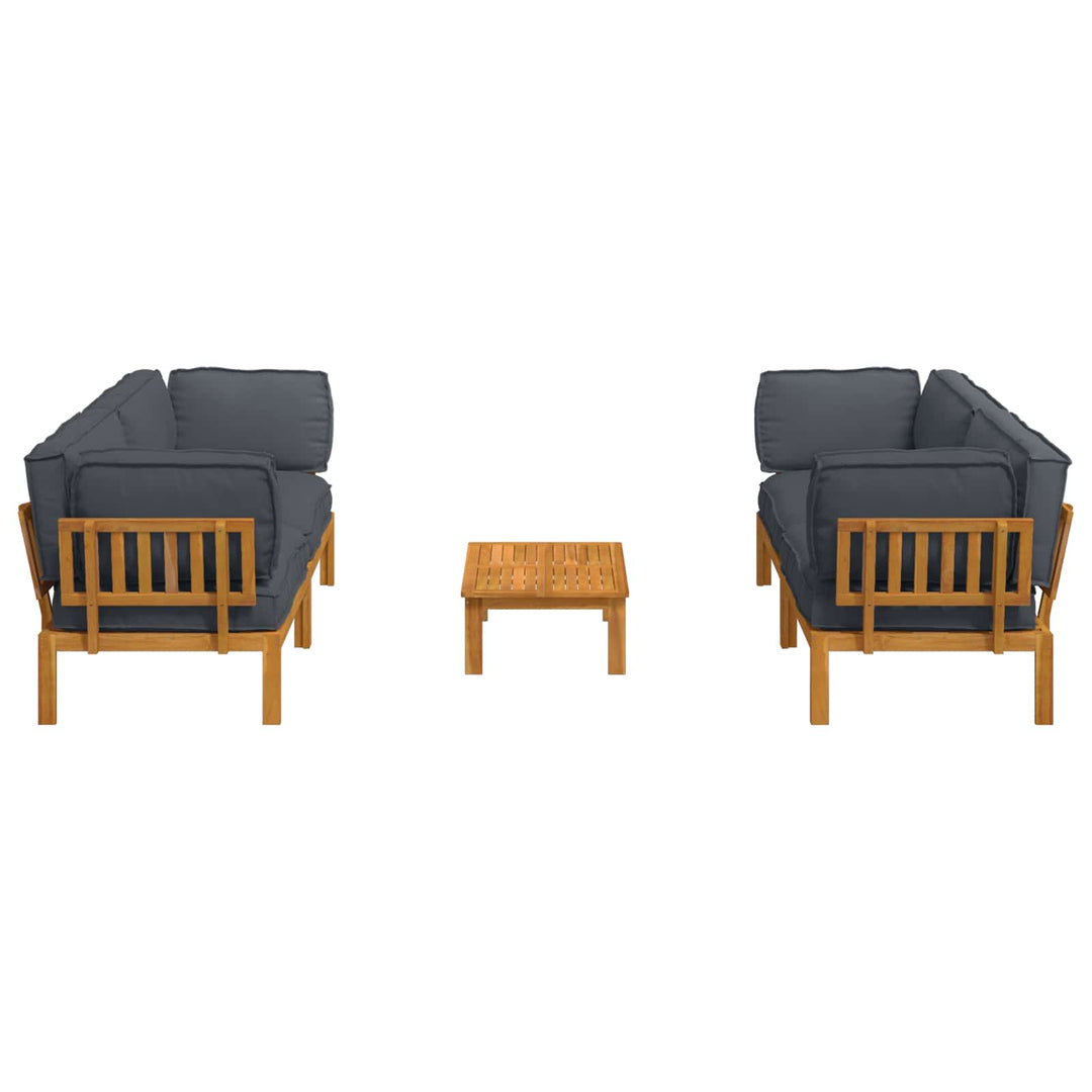 Sofa Sæt med pude Ensfarvet 5 pcs Antracit Massivt Akacietræ