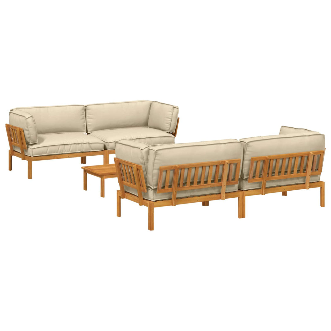 Sofa Sæt med pude Ensfarvet 5 pcs Beige Massivt Akacietræ