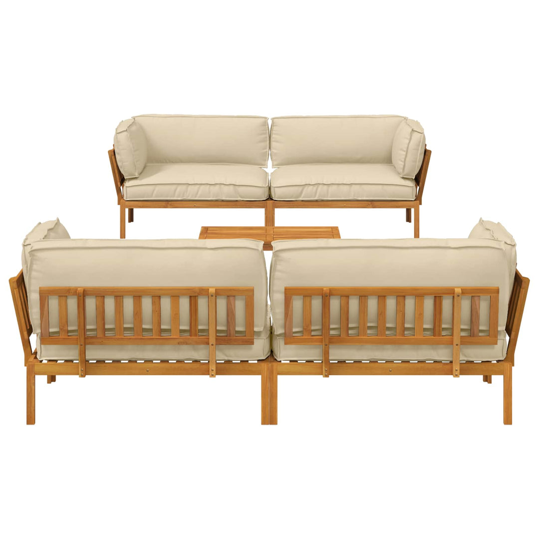 Sofa Sæt med pude Ensfarvet 5 pcs Beige Massivt Akacietræ