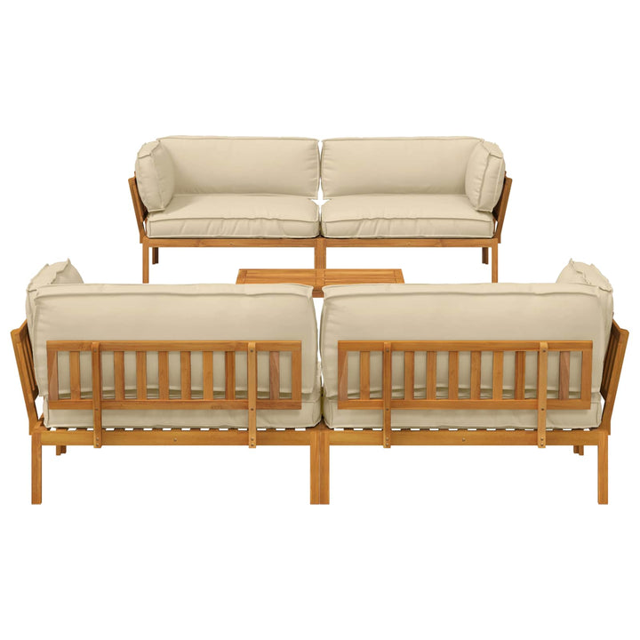 Sofa Sæt med pude Ensfarvet 5 pcs Beige Massivt Akacietræ