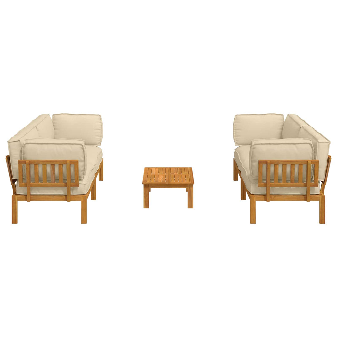 Sofa Sæt med pude Ensfarvet 5 pcs Beige Massivt Akacietræ