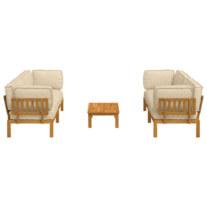 Sofa Sæt med pude Ensfarvet 5 pcs Beige Massivt Akacietræ