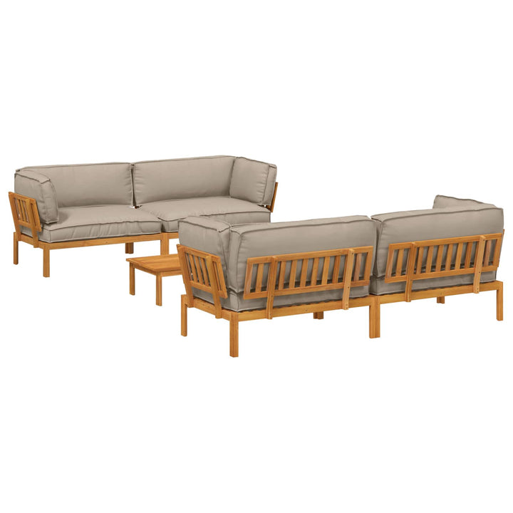 Sofa Sæt med pude Ensfarvet 5 pcs Gråbrun Massivt Akacietræ