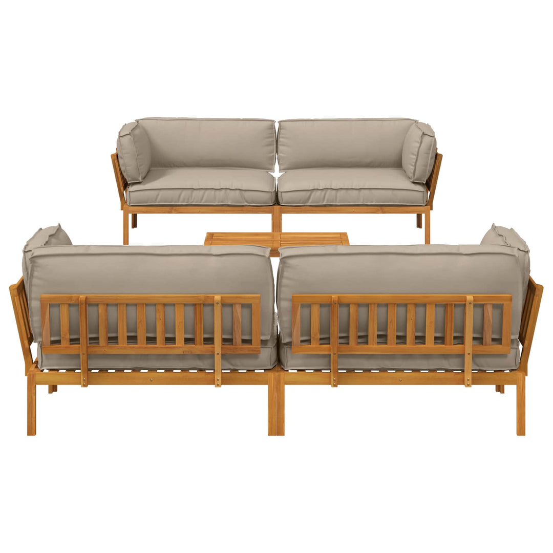 Sofa Sæt med pude Ensfarvet 5 pcs Gråbrun Massivt Akacietræ