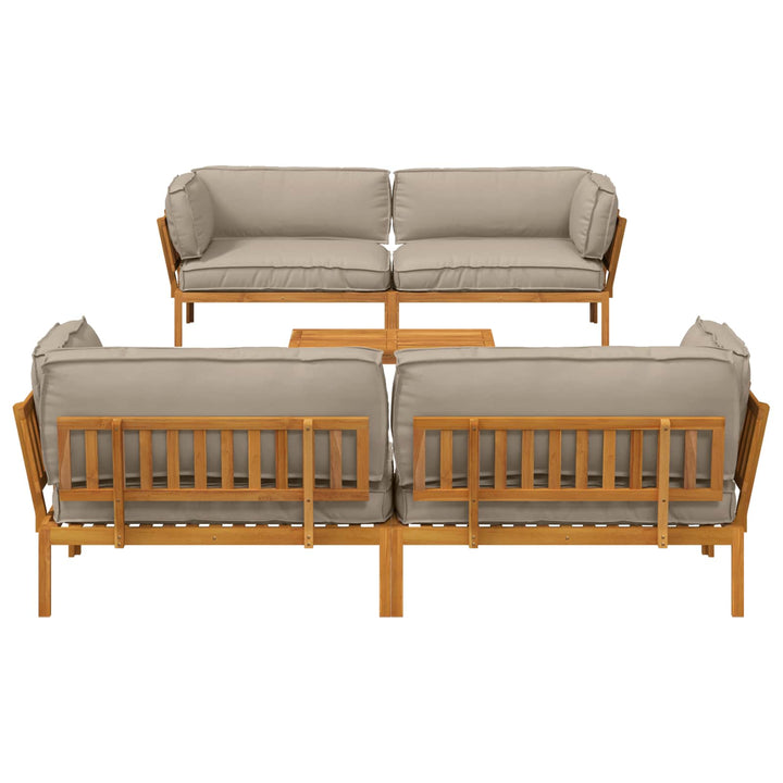 Sofa Sæt med pude Ensfarvet 5 pcs Gråbrun Massivt Akacietræ