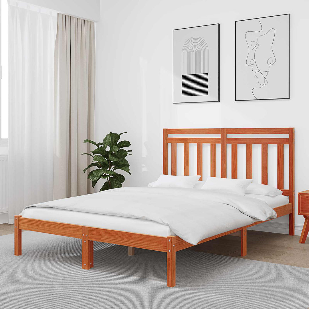 Sengestel Voks brun 205,5 x 165,5 x 100 cm Massivt fyrretræ