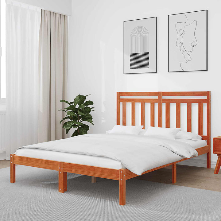 Sengestel Voks brun 205,5 x 165,5 x 100 cm Massivt fyrretræ