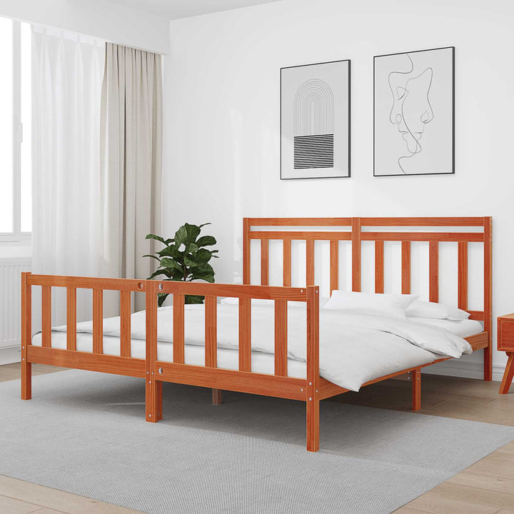 Sengestel med hovedgærde 2 pcs Voks brun 205,5 x 185,5 x 100 cm