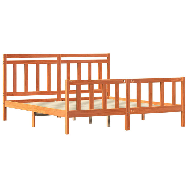 Sengestel med hovedgærde 2 pcs Voks brun 205,5 x 185,5 x 100 cm