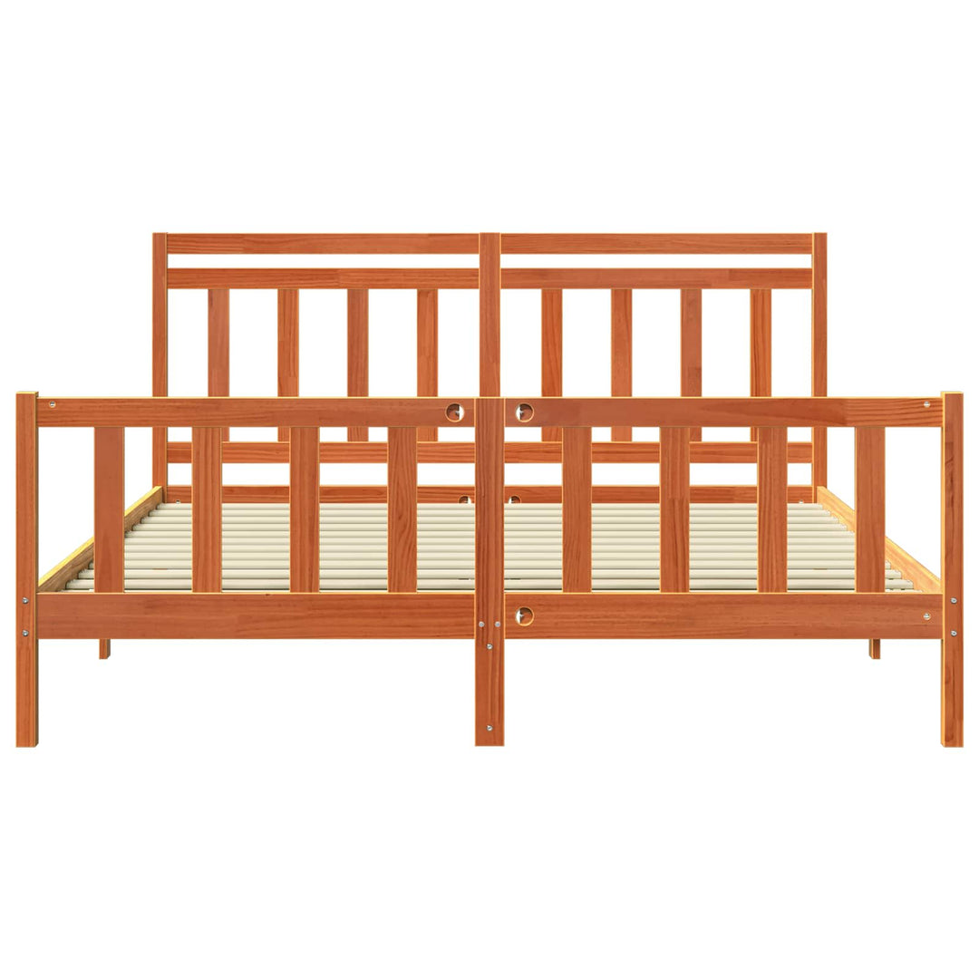 Sengestel med hovedgærde 2 pcs Voks brun 205,5 x 185,5 x 100 cm