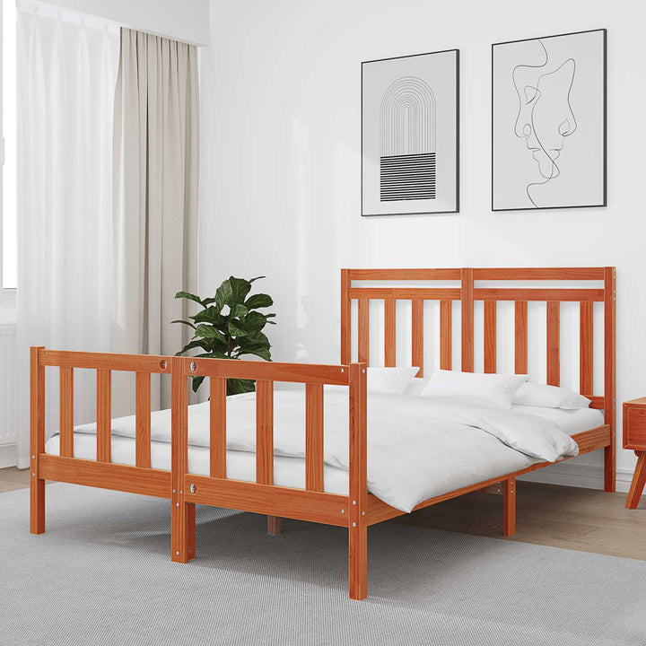 Sengestel Voks brun 205,5 x 165,5 x 100 cm Massiv fyrretræ