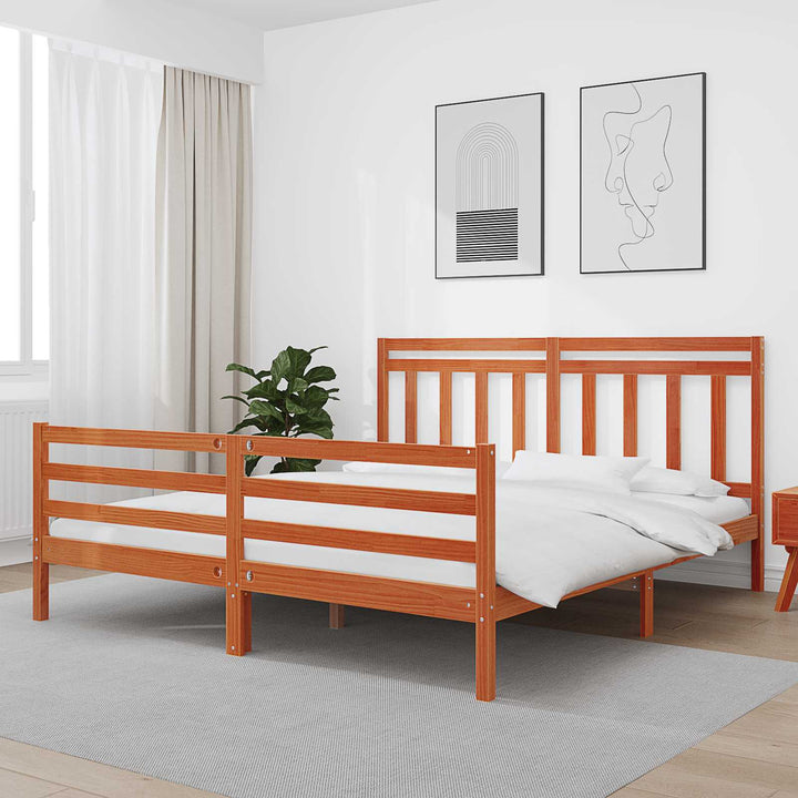 Sengestel med hovedgærde Voks brun 180 x 200 cm