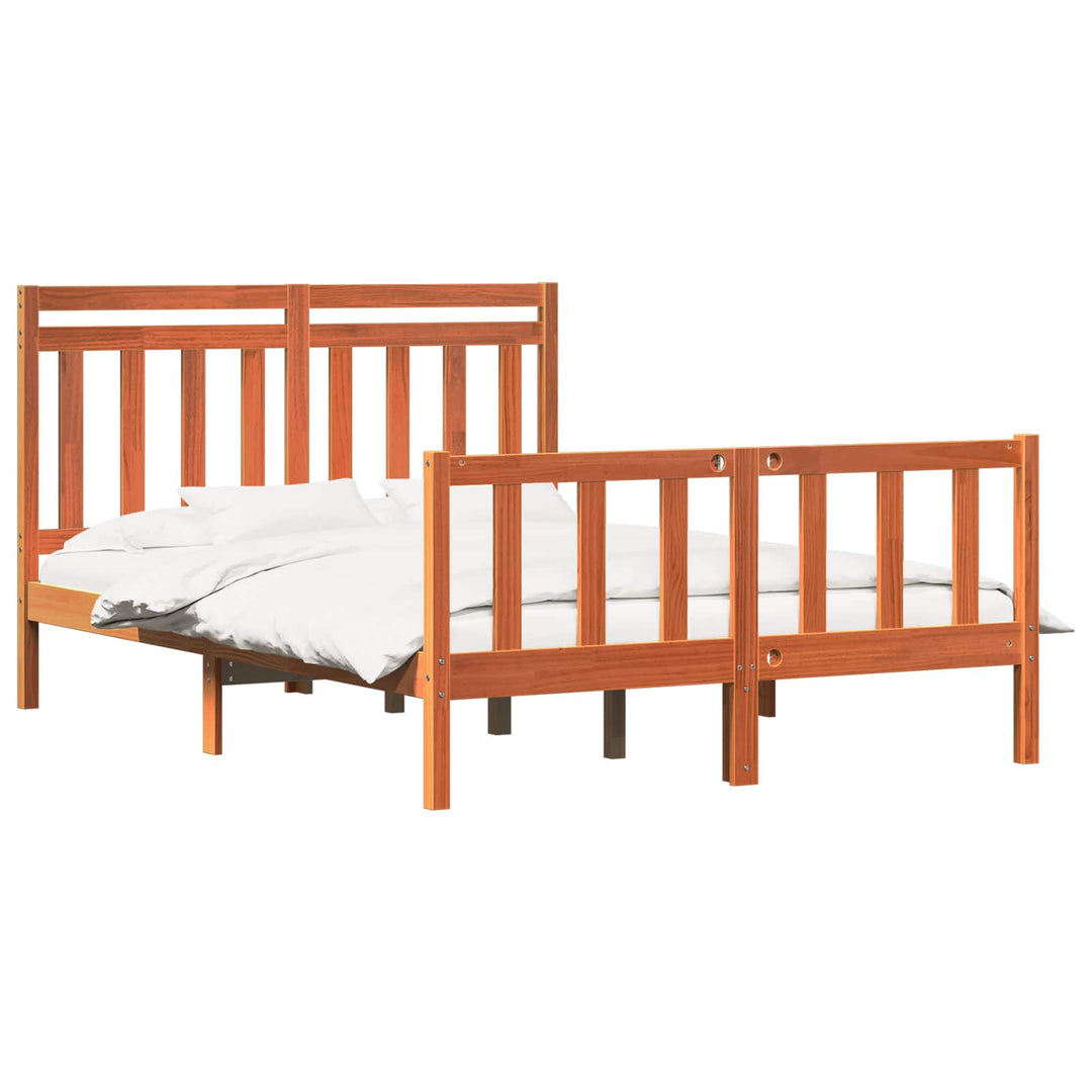 Sengestel med hovedgærde 2 pcs Voks brun 205,5 x 145,5 x 100 cm