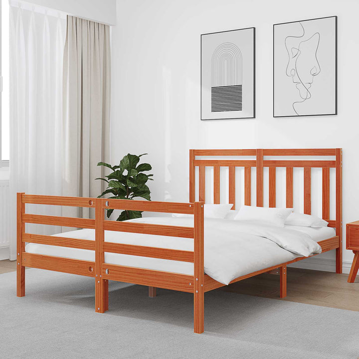 Sengestel med hovedgærde Voks brun 140 x 188 cm