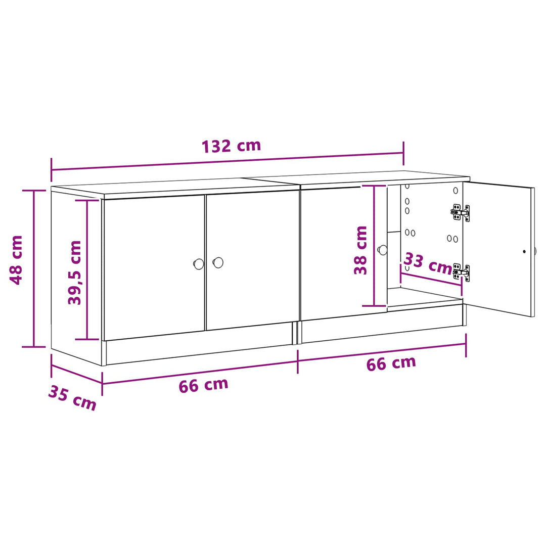 Sengeskab 2 pcs Gammelt træ 66 x 35 x 48 cm Konstrueret træ