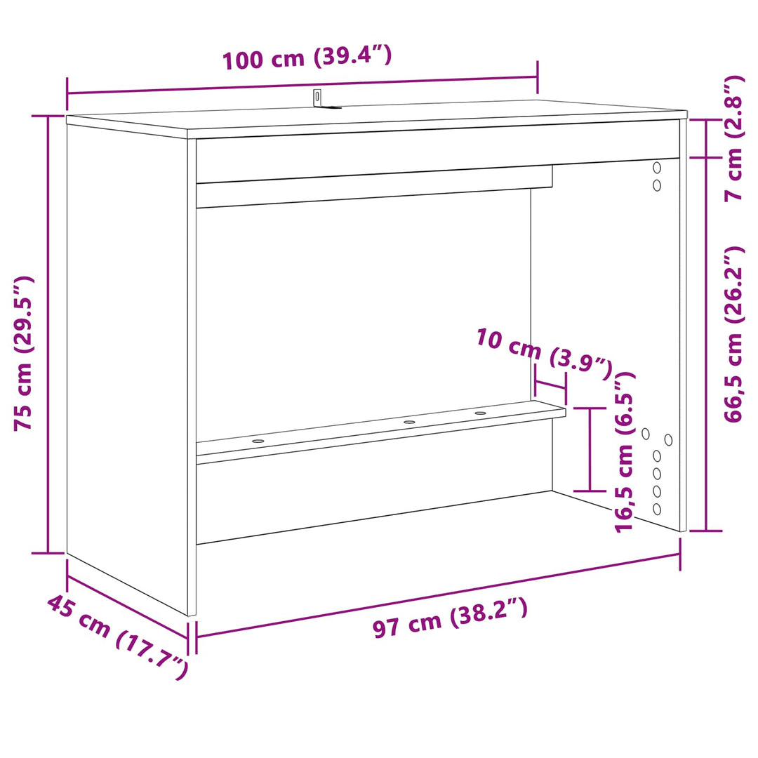 Sengebord Sort eg Konstrueret træ 100 x 45 x 75 cm