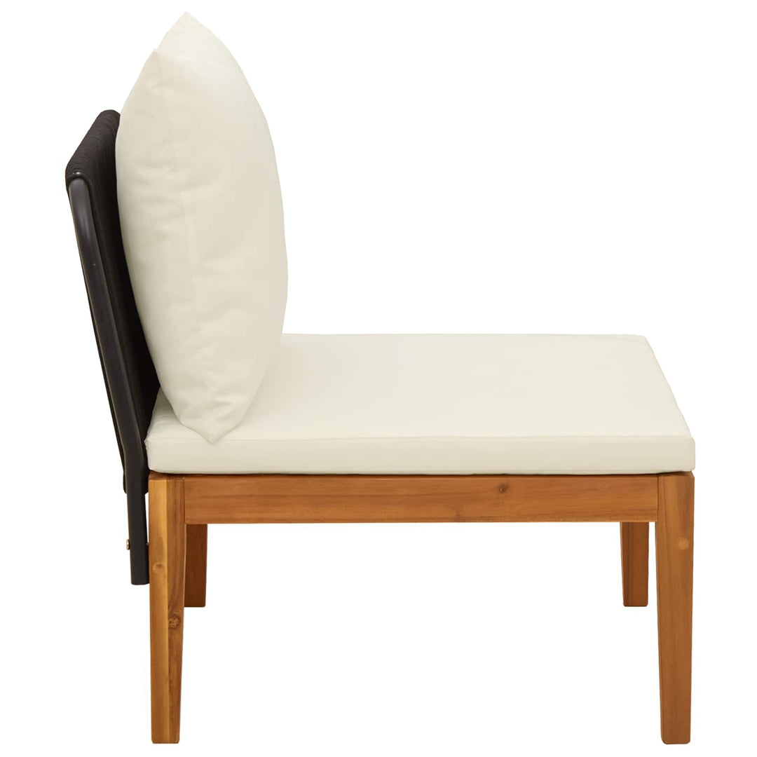 Havemøbel Midtersofa med Puder Massiv akacietræ & reb