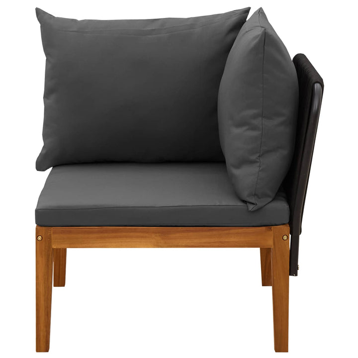 Havemøbel Hjørnesofa med Puder Massiv akacietræ & reb